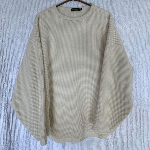 Niko And... Cream Cotton Rib Knit Long Sleeve Drop Shoulder Sweater Size Large - Picture 1 of 10